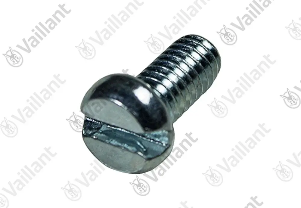 Vaillant Zylinderschraube mit durchgehendem Gewinde und Schlitzantrieb. Metallische Oberfläche, geeignet für verschiedene Befestigungsanwendungen.